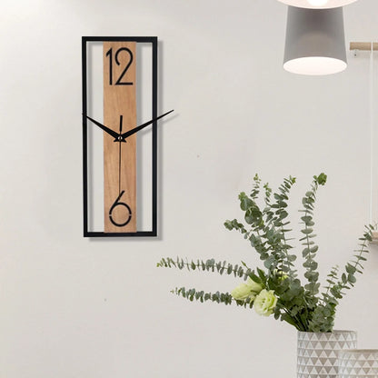 Horloge Murale Silencieuse  Rectangle Grain de Bois