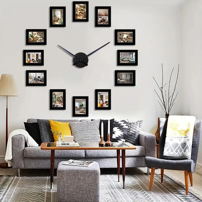 Horloge Murale DesignCadre Photo Noir DIY Style Album Original