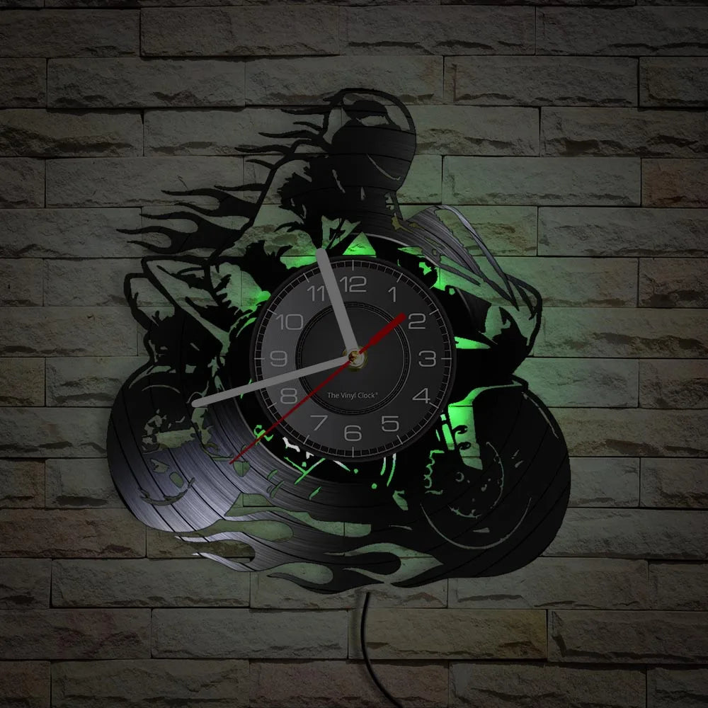 Horloge Murale IndustrielleVinyle Design Moto Extrême Freestyle