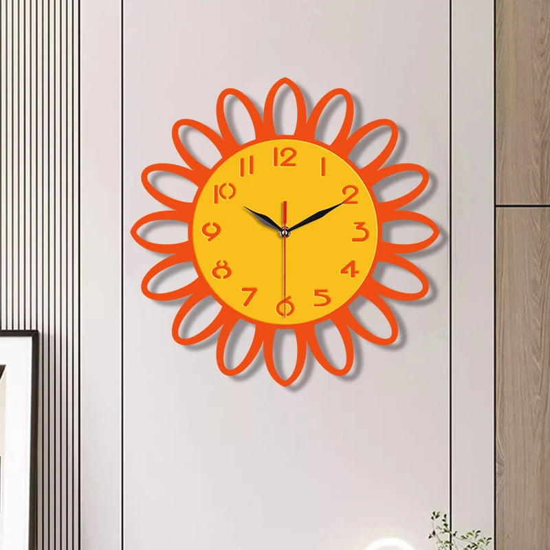 Horloge Murale Silencieuse  Style Campagne Créatif avec Tournesol