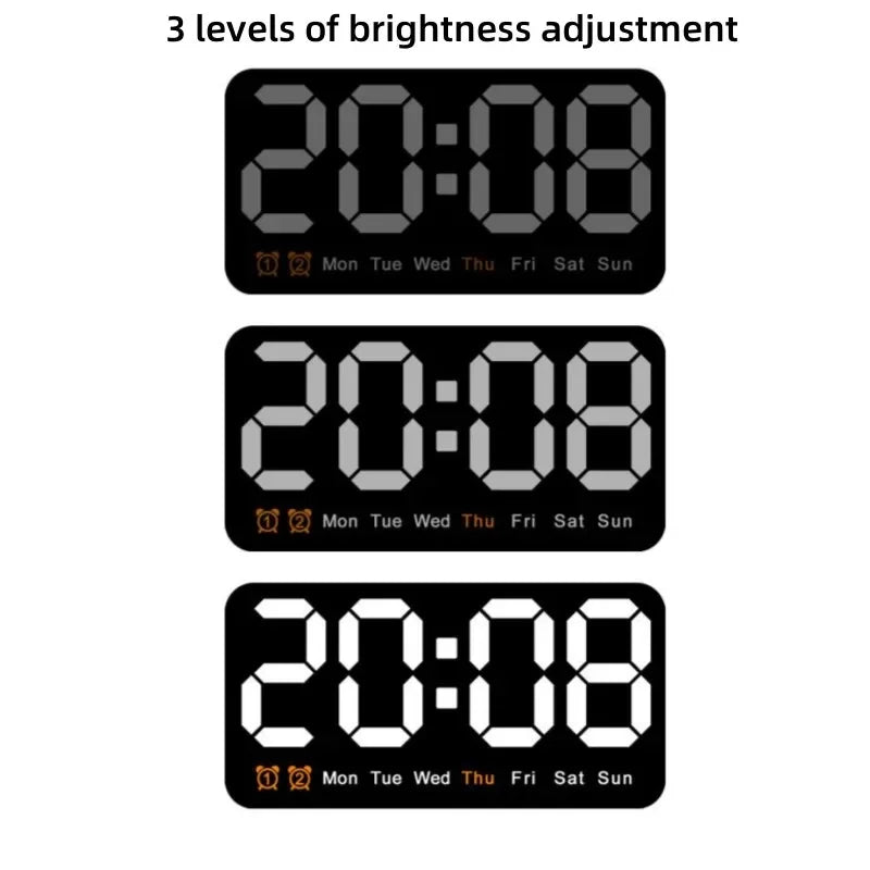 Horloge Murale Digitale  LED Grande Taille avec Double Alarme
