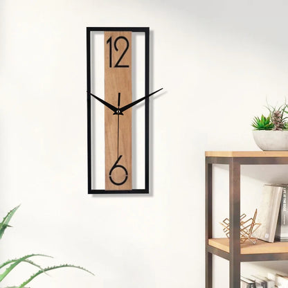 Horloge Murale Silencieuse  Rectangle Grain de Bois