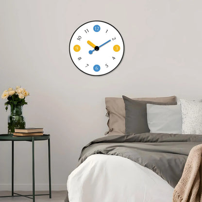 Petite Horloge Murale  Chiffres Jaune et Bleu