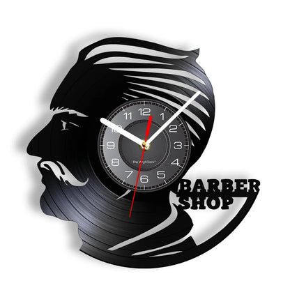 Horloge À Engrenage    Vinyle Design Style Barber Shop