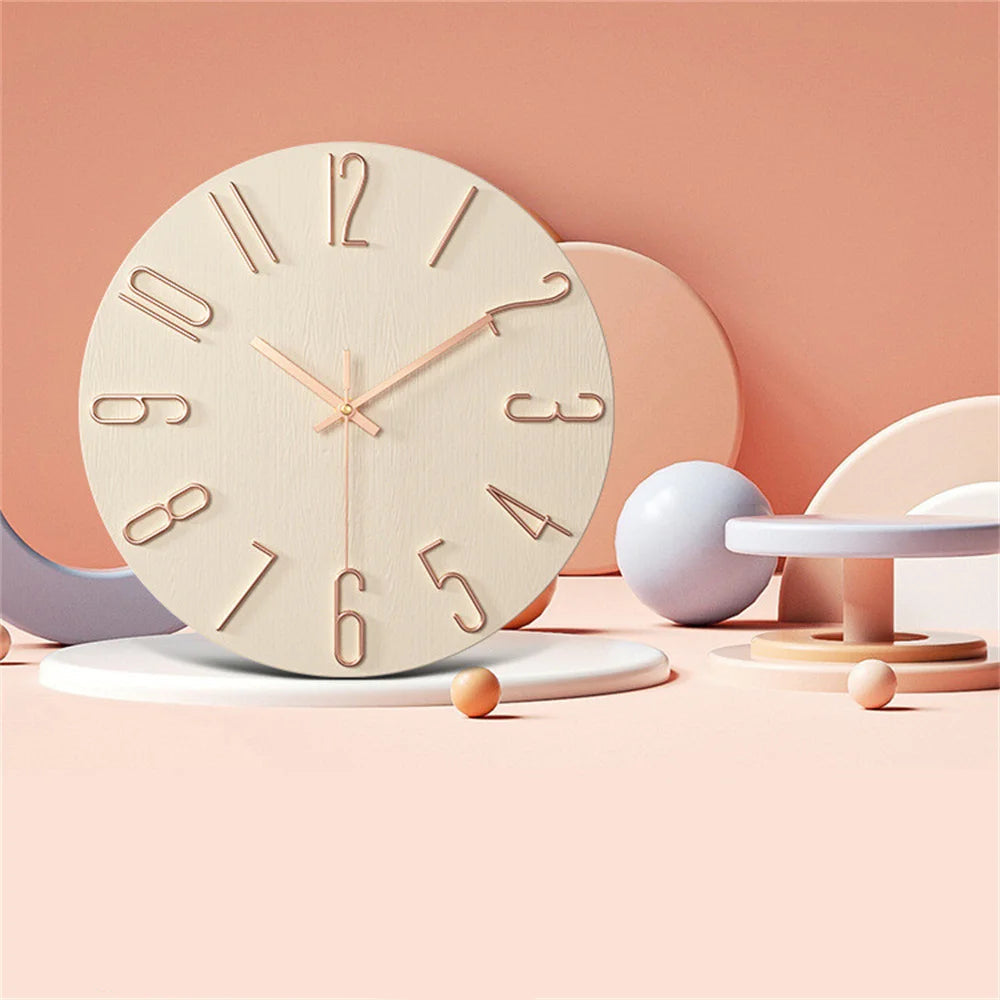 Horloge Murale Scandinave Beige Minimaliste 30cm
