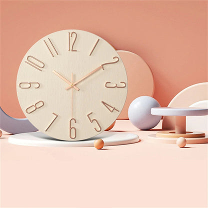 Horloge Murale Scandinave Beige Minimaliste 30cm