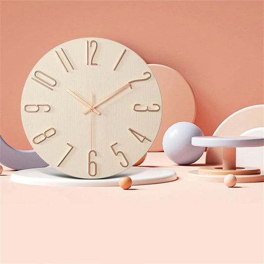 Horloge Murale Scandinave Beige Minimaliste 30cm