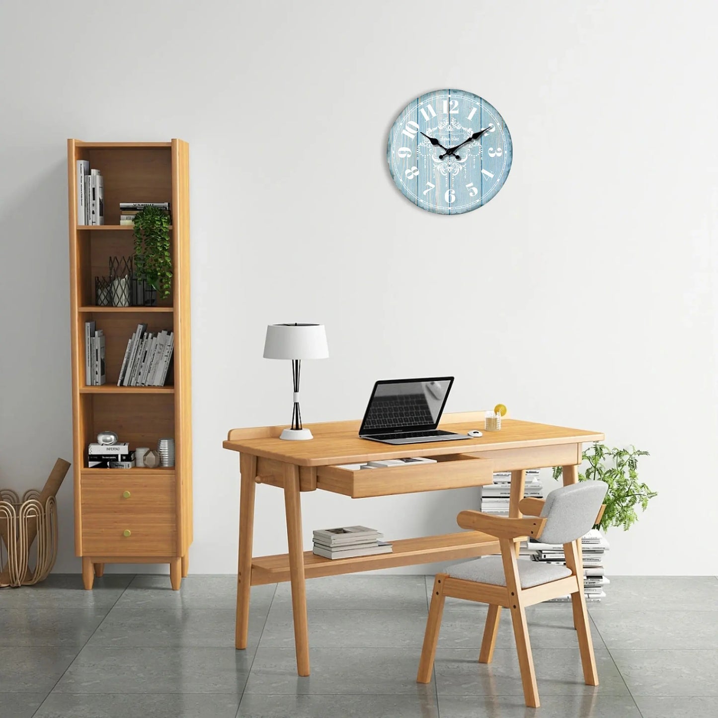 Horloge Murale Vintage Marine – Bois Rétro Bleu