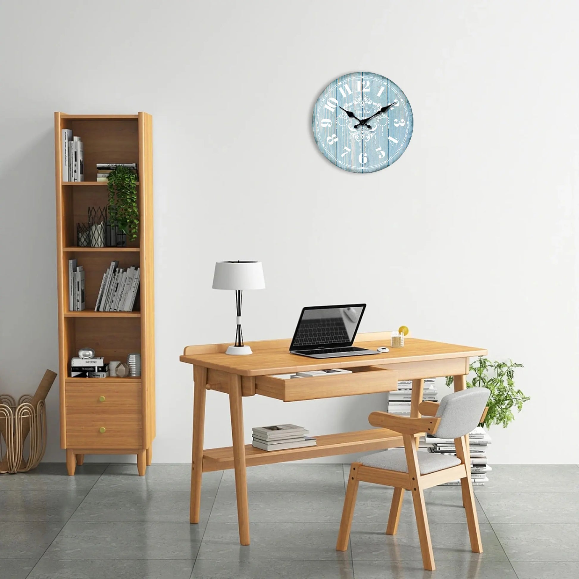 Horloge Murale Vintage Marine – Bois Rétro Bleu