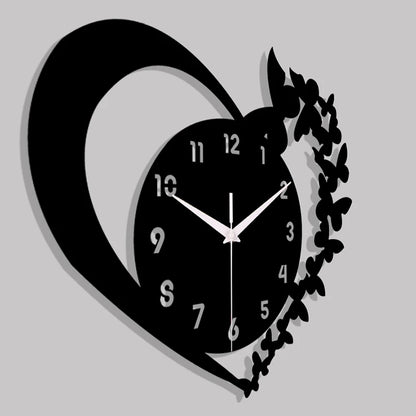 Horloge Coeur  Design Acrylique Silencieuse Sans Cadre