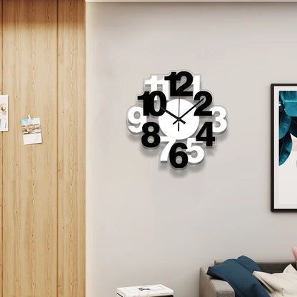 Horloge Murale Silencieuse  Noire et Blanche à Chiffres Arabe