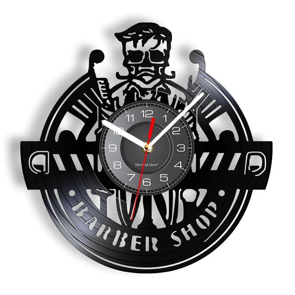 Horloge À Engrenage    Vinyle Design Style Barber Shop