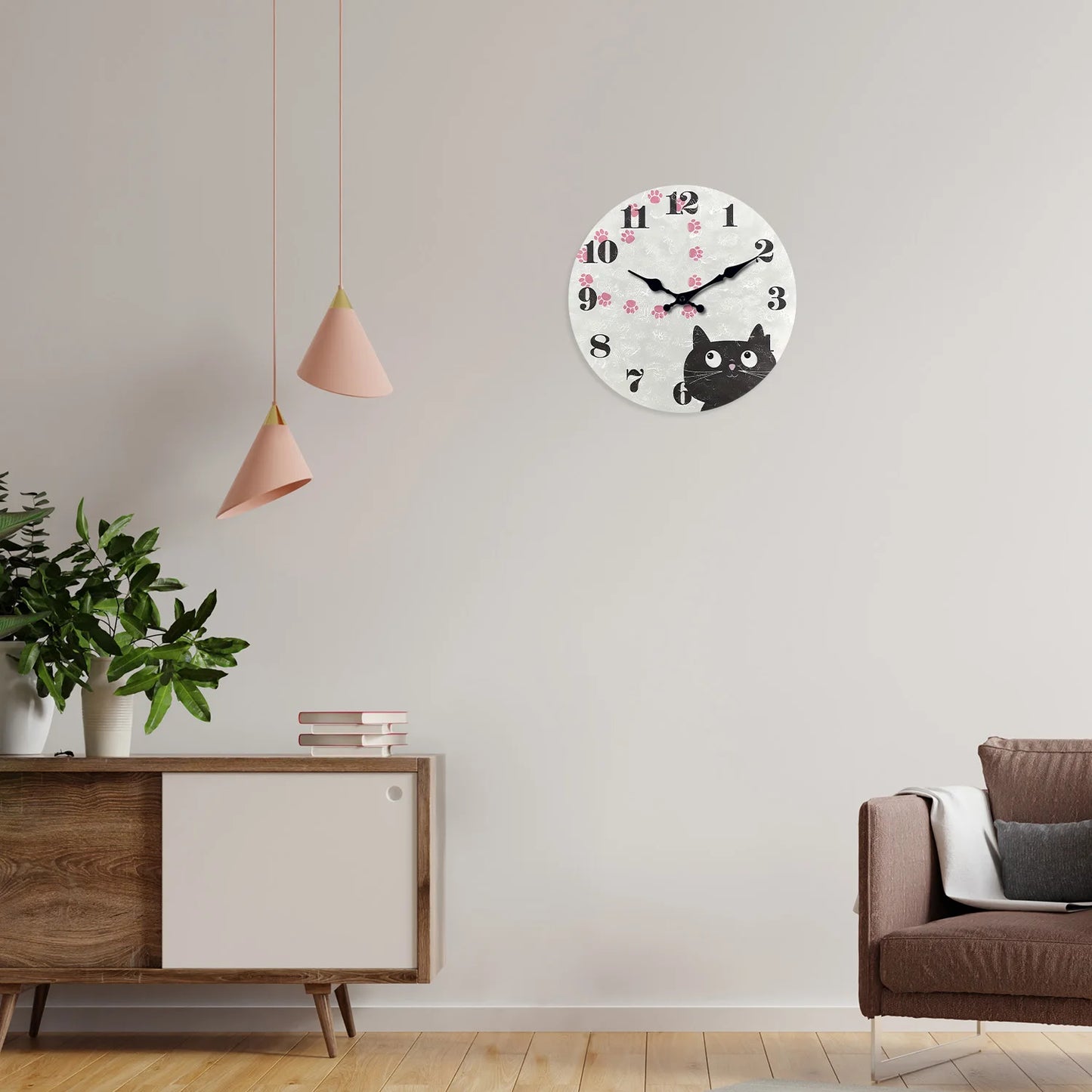Horloge Chat Noir  Empreinte Cœur