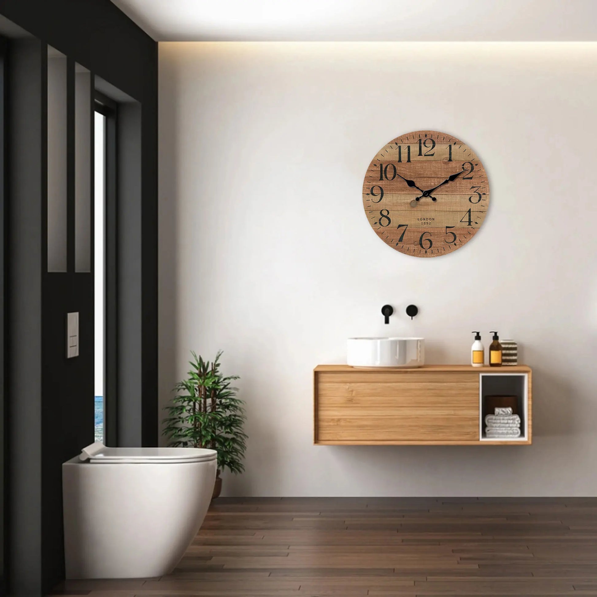 Horloge Murale Bois  Style Bois Recyclé