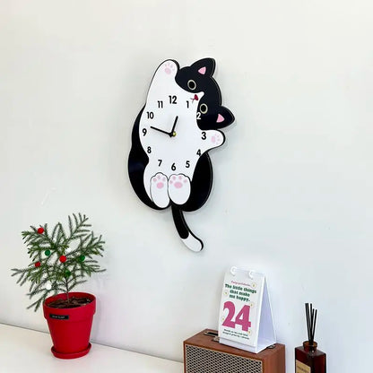 Horloge Chat  Concept Cartoon Silencieux Balancement de Queue