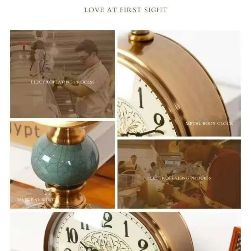 Horloge de Bureau  Style Vintage Métal Doré