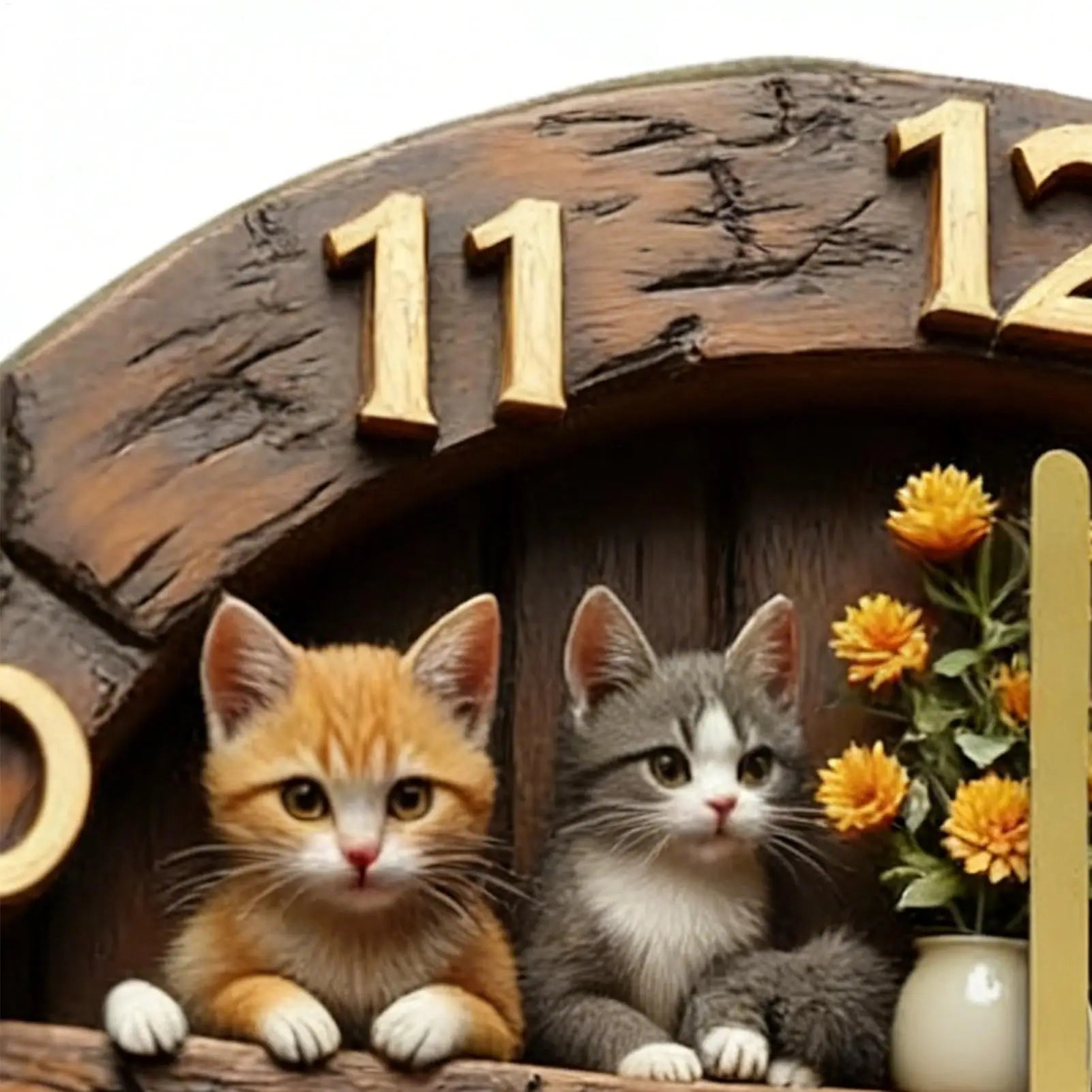 Horloge ChatEn Bois Style Fermier et Silencieuse 30 cm