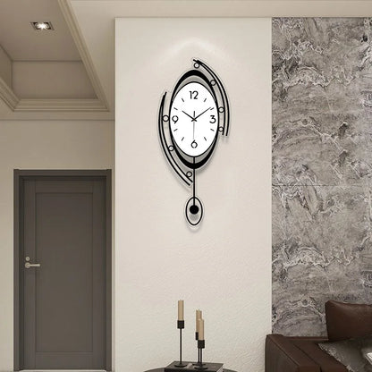 Horloge Murale SilencieuseOvale en Bois pour Intérieur Moderne