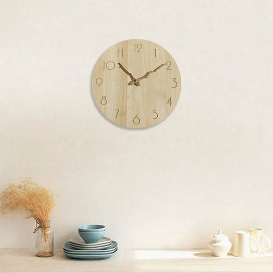 Horloge Murale Silencieuse  Bois Chiffres Arabes Rondes