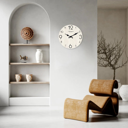 Horloge Murale Bois  Grain de Bois Simple Élégant