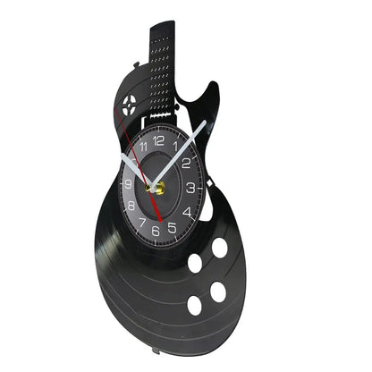 Horloge Murale LED Design  Vinyle Guitare Noire