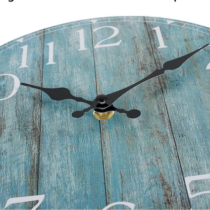 Horloge Murale SilencieuseBois Ronde 25cm Style Rétro