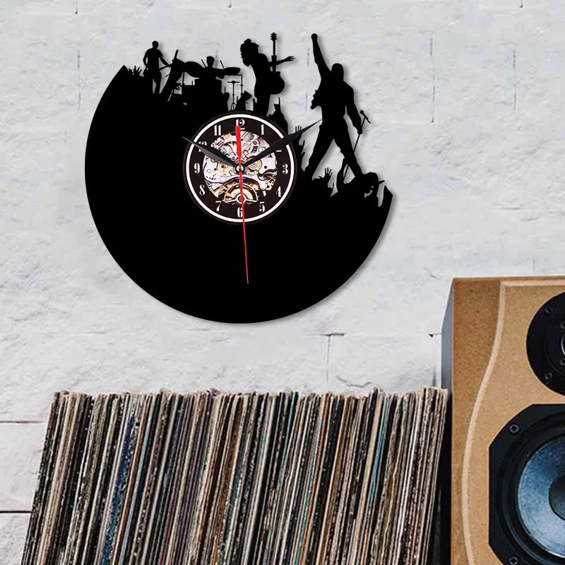 Horloge Murale VintageVinyles Rock Band pour Passionnés de Musique