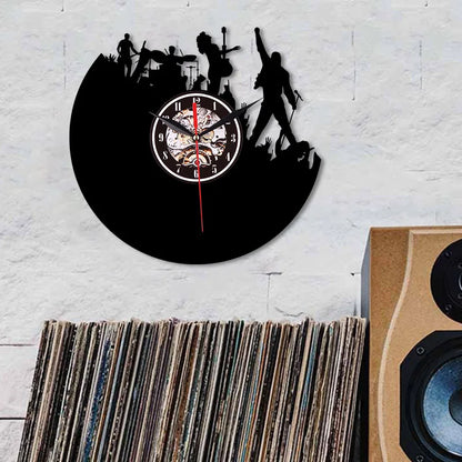 Horloge Murale VintageVinyles Rock Band pour Passionnés de Musique