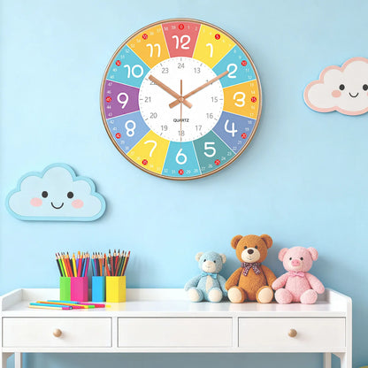 Horloge Murale Silencieuse  Éducation Enfant Non Ticking