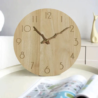 Horloge Murale Silencieuse  Bois Chiffres Arabes Rondes