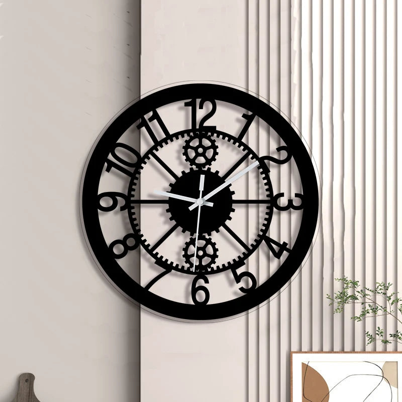 Horloge Murale DigitaleDesign Engrenage Rond Silencieux