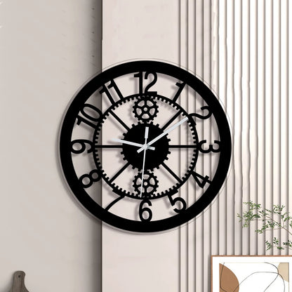 Horloge Murale DigitaleDesign Engrenage Rond Silencieux