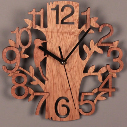 Horloge Murale Design  Bois Double Oiseau Stéréo Créative