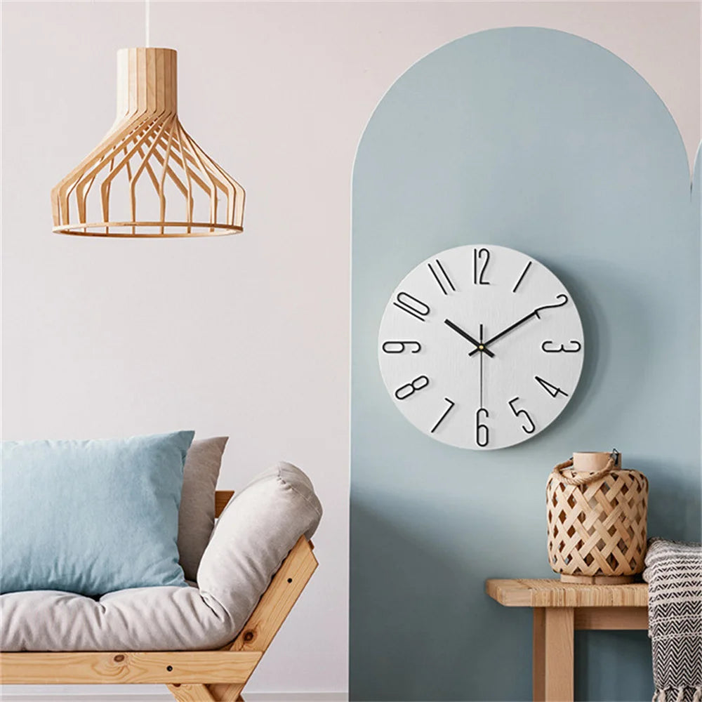 Horloge Murale Scandinave Beige Minimaliste 30cm