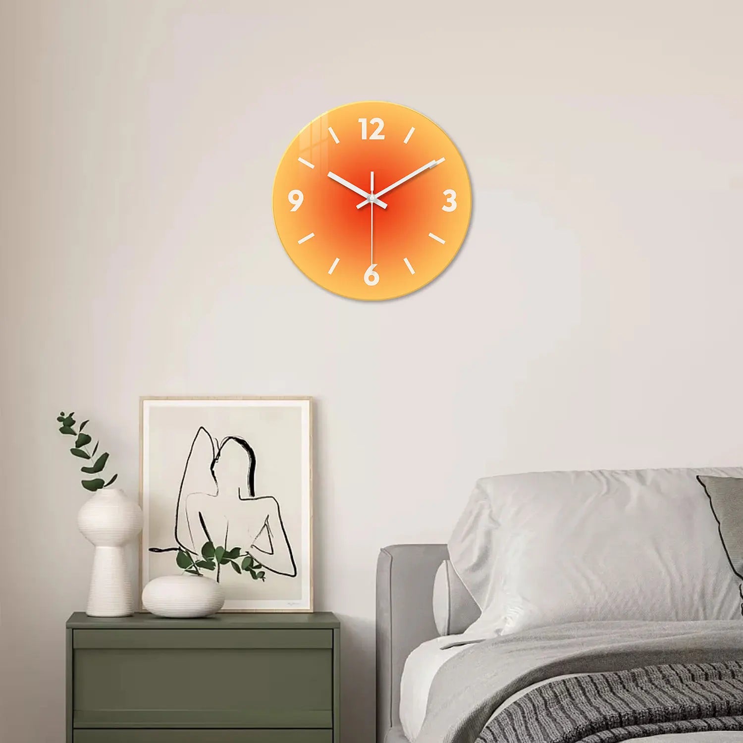 Horloge Murale Design  Dégradé Coloré Orange
