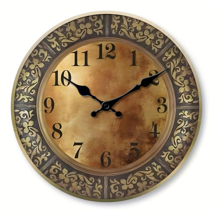 Horloge Murale Bois  Motif Laiton Antique Design Moderne