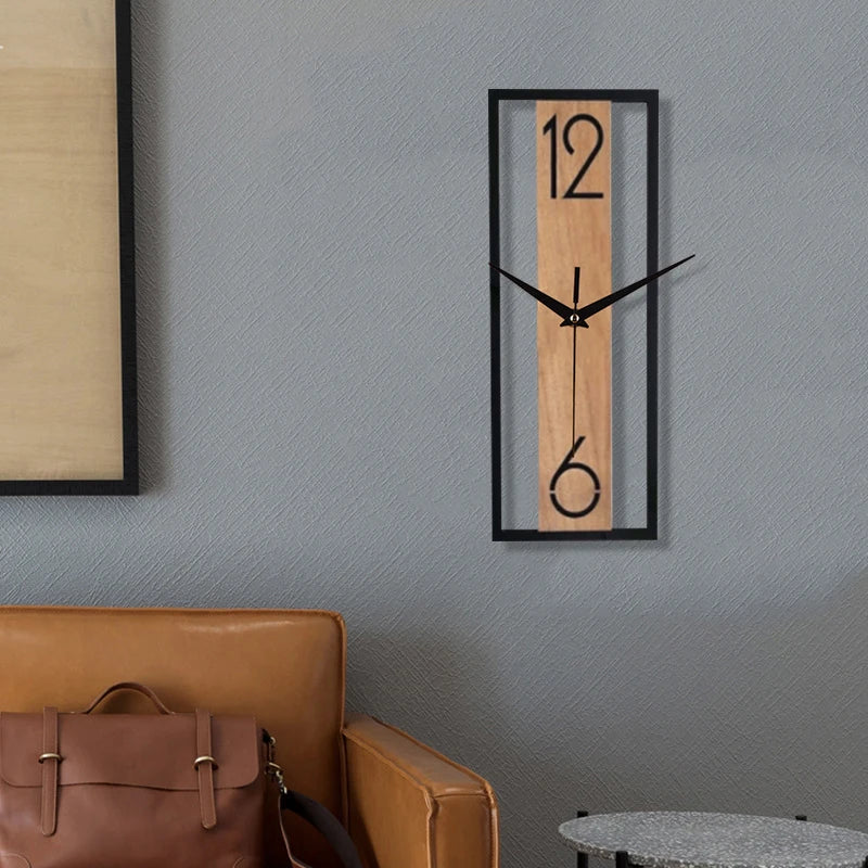Horloge Murale Silencieuse  Rectangle Grain de Bois