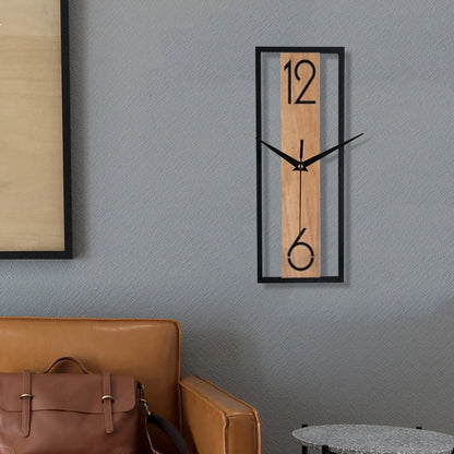 Horloge Murale Silencieuse  Rectangle Grain de Bois
