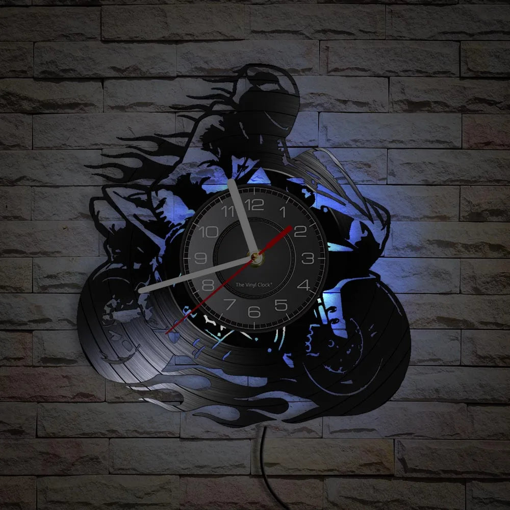 Horloge Murale IndustrielleVinyle Design Moto Extrême Freestyle