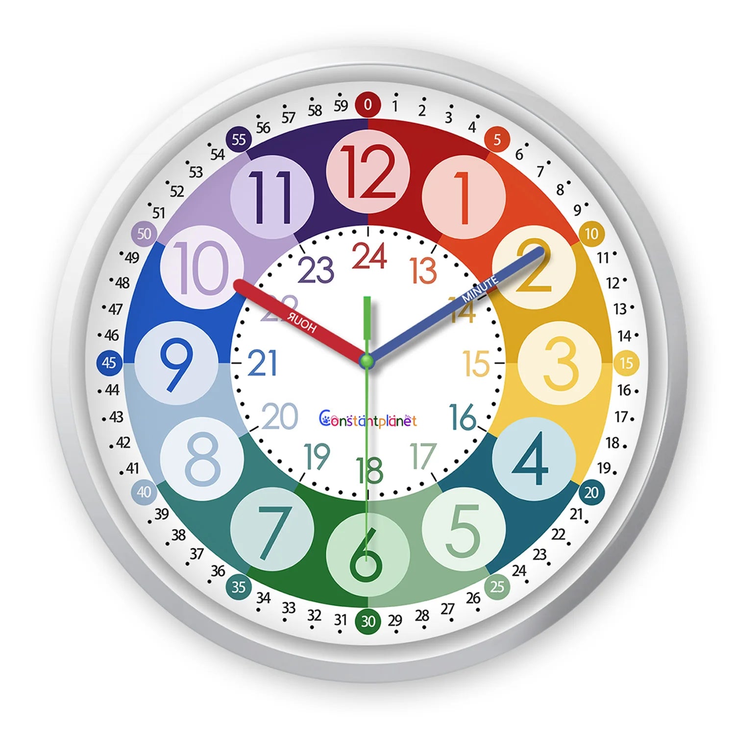 Horloge Enfant Ronde  Chiffres Colorés