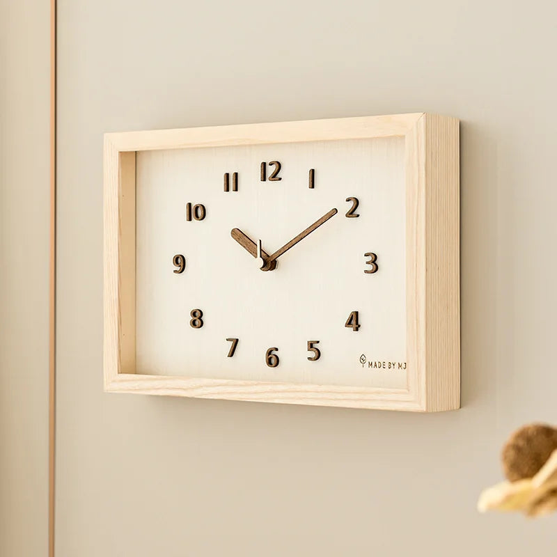 Horloge Murale Bois  Rectangulaire Style Japonais