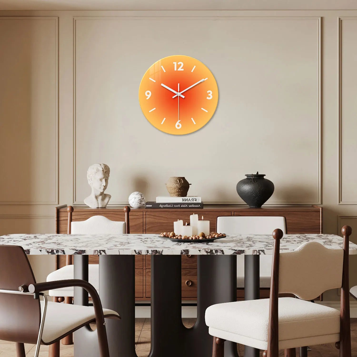 Horloge Murale Design  Dégradé Coloré Orange