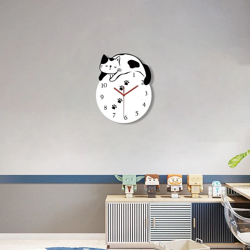 Horloge Murale Silencieuse  Chat Créatif Design Original et Mignon