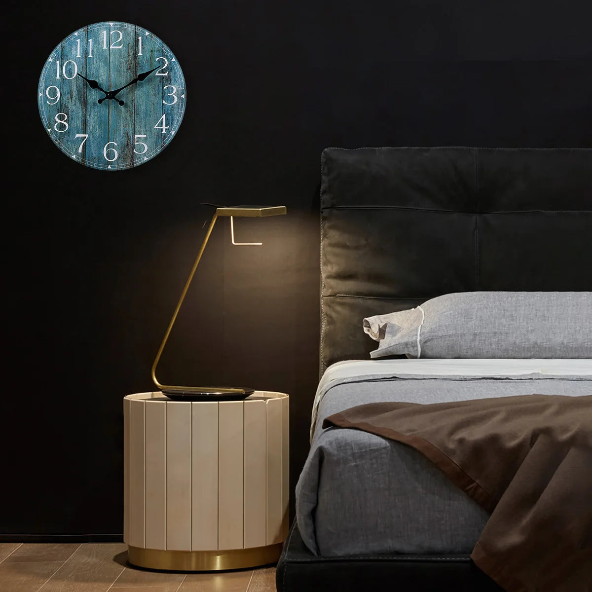 Horloge Murale SilencieuseBois Ronde 25cm Style Rétro