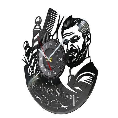 Horloge À Engrenage    Vinyle Design Style Barber Shop
