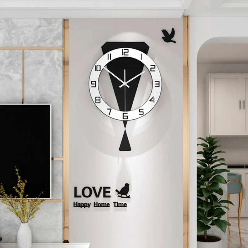 Horloge Murale SilencieuseDesign Moderne En Métal Noir