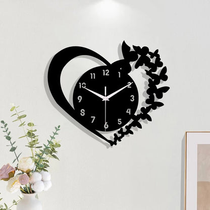 Horloge Coeur  Design Acrylique Silencieuse Sans Cadre