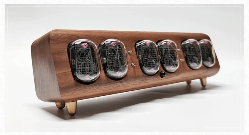 Horloge Nixie  Design Rétro à Tubes Ambre LED Moderne
