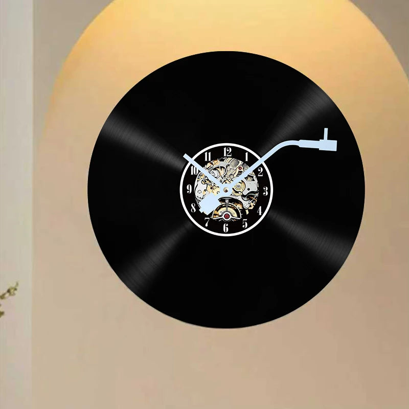 Horloge Murale OriginaleDisque Vinyle Thème Musique Rétro