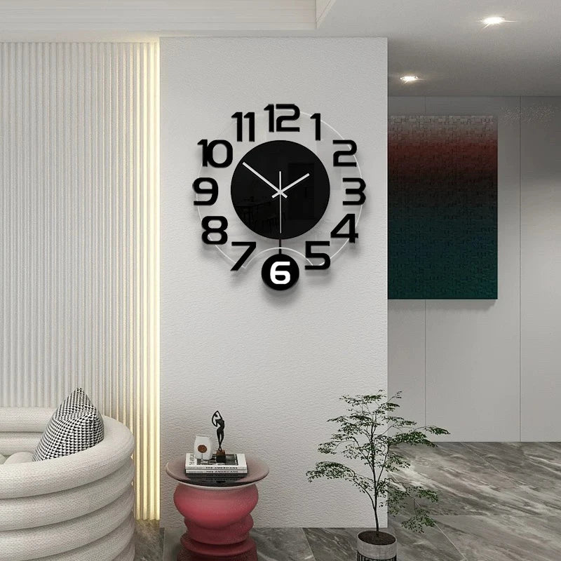 Horloge Murale Silencieuse Pendule Moderne en Bois Blanc